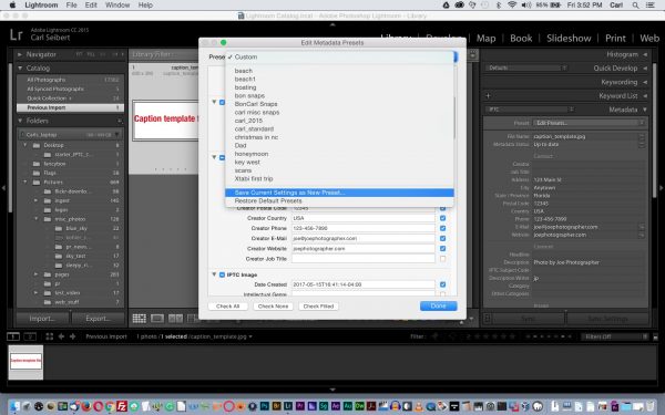 Save your new template in the Edit Presets dialog.