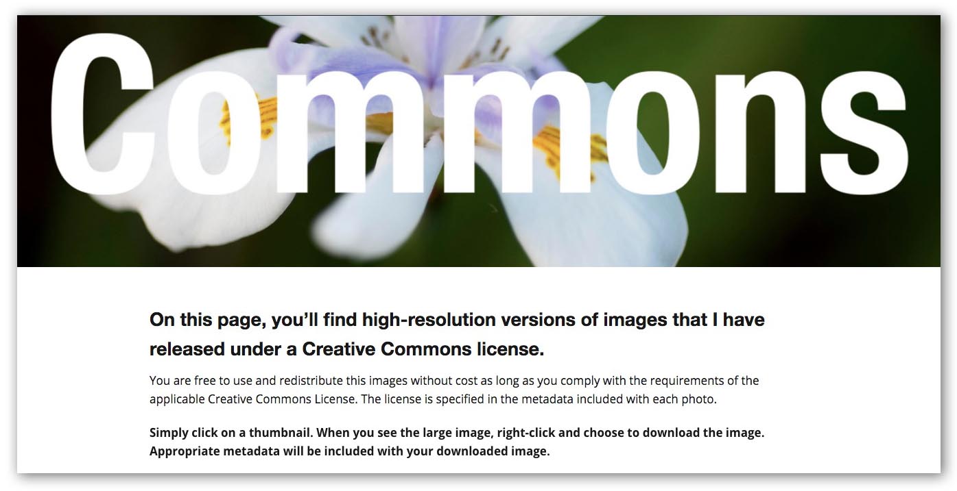 Screenshot of Creative Commons sharing gallery