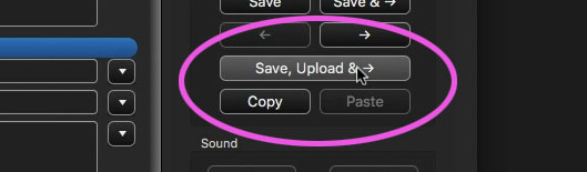 "Save, Upload &->" button in the IPTC editor
