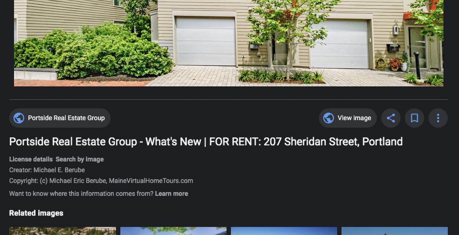 Google Images preview page for a real estate photo